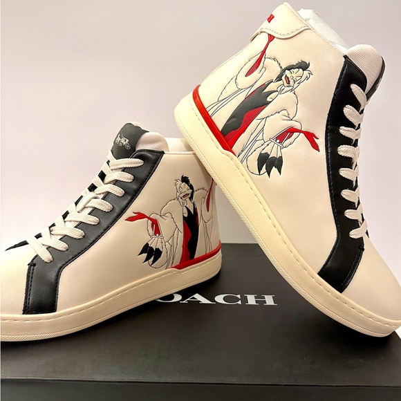 COACH x Disney Villains: Cruella Deville high top sneakers •Size 10 - Picture 1 of 7